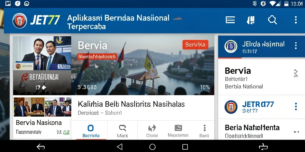 Tampilan antarmuka JET77 dengan kategori berita nasional.