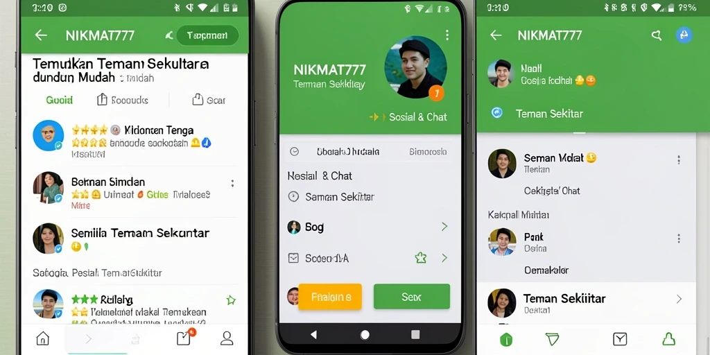 Antarmuka NIKMAT777 yang memudahkan pencarian teman.