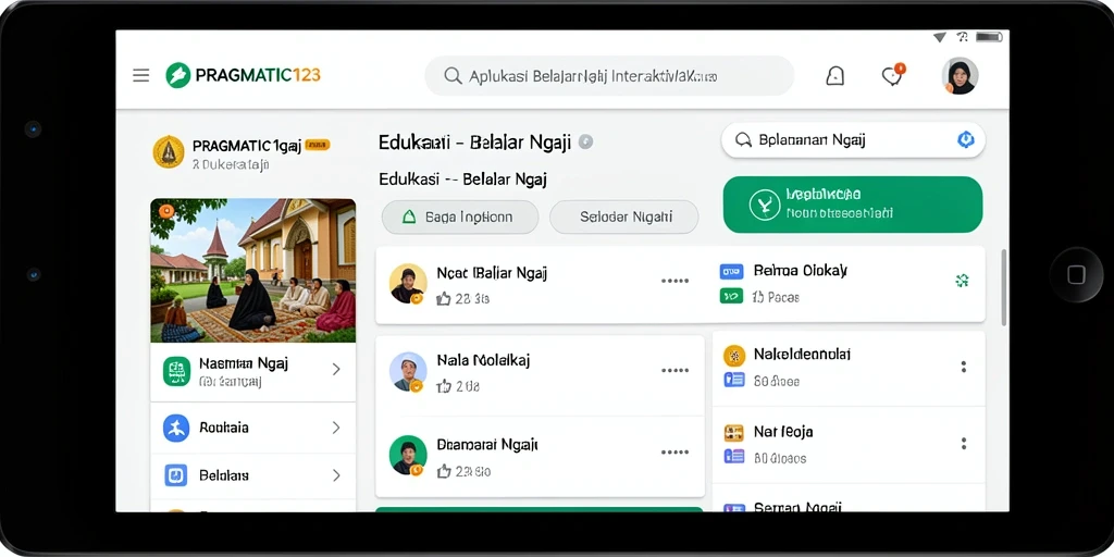 Tampilan interaktif aplikasi PRAGMATIC123 untuk belajar ngaji.