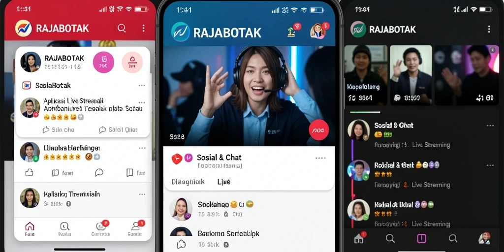 Antarmuka aplikasi RAJABOTAK saat melakukan live streaming.