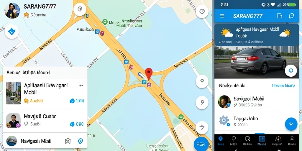 Antarmuka aplikasi SARANG777 yang intuitif untuk Navigasi Mobil.